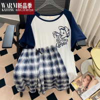 SHANCHAO夏季薄款大码女款睡衣加肥加大200斤学生莫代尔家居服套装