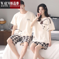 SHANCHAO情侣睡衣短袖凉爽女士夏季简约大码男士可外穿薄款家居服套装