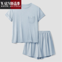 SHANCHAO506A莫代尔睡衣女士冰丝短袖短裤家居服套装休闲宽松夏季