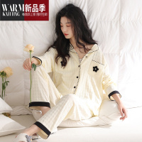 SHANCHAO睡衣女款长袖开衫小香风千鸟格高级感家居服套装可外穿
