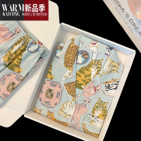 SHANCHAO赵露思同款睡衣女卡通猫咪冰丝网红风秋季长袖长裤明星家居服套装