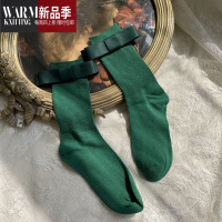 SHANCHAO袜贵人新品芭蕾舞风 y2k质感蝴蝶结棉堆堆袜日系少女洛丽塔短袜女