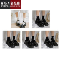 SHANCHAO搭配乐福鞋袜子女白色天短袜薄款皮鞋冰冰短款黑色中筒