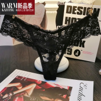 SHANCHAO性感内裤女丁字裤 蕾丝边小清新透明骚透视诱惑低腰时尚女士T裤衩