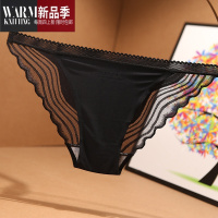 SHANCHAO一片式冰丝内裤女性感蕾丝透明宽边舒适三角裤女士低腰内衣裤