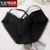 SHANCHAO日系交叉细带内裤女蕾丝性感镂空中低腰透气裆女士三角裤