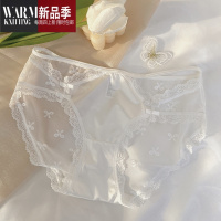 SHANCHAO阿莲蒂娜白色内裤女纯欲镂空蕾丝网纱透气少女风三角裤性感冰丝夏