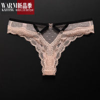 SHANCHAO蕾丝丁字裤女性感内裤花边T裤透明网纱爱心可爱少女加大码纯欲薄Y