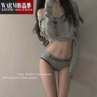SHANCHAO「PD氧气女孩*性感舒适运动风中腰纯色字母三角内裤女