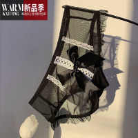 SHANCHAO阿莲蒂娜欧美辣妹风~黑色蕾丝内裤女纯欲性惑网纱低腰三角裤
