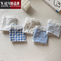 SHANCHAO夏季星空蓝~5条碎花格子条纹小清新蓝色系中腰三角裤蝴蝶结棉内裤