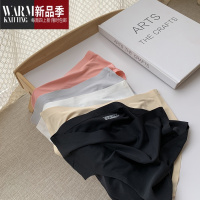 SHANCHAO树懒少女一片式冰丝内裤女士中腰短裤黑色三角裤夏季薄款