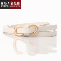 SHANCHAO新款女士皮带简约8字扣百搭衬衫连衣裙窄腰带无孔pu装饰细腰带