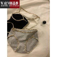 SHANCHAOBra 撞色豹纹坑条内裤女学生舒适中腰弹力裆三角裤