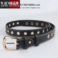 SHANCHAO皮带女士牛仔裤带百搭气眼满孔时尚铆钉腰带免打孔装饰潮流夏季男