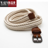 SHANCHAO新款麻花编织腰带女简约百搭蜡绳编织皮带连衣裙装饰打结女士腰带