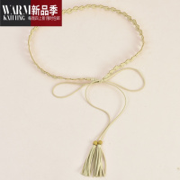 SHANCHAO超纤复古小皮带女打结细款腰带唯美百搭配毛衣裙子简约装饰窄腰链