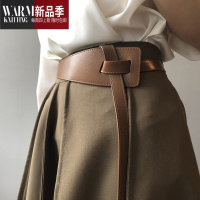 SHANCHAO网红气质PU皮带女装饰配裙子个性打结扣风衣腰封ins风百搭束腰带