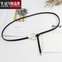 SHANCHAO韩版女士腰带时尚百搭装饰连衣裙编织皮带打结圆扣带尾夹配饰腰绳