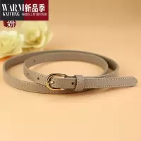SHANCHAO腰带女细头层纯卡其色针扣皮带配裙装饰简约百搭韩国裤带