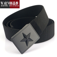 SHANCHAO新款自动平滑扣帆布腰带男士五角星休闲尼龙皮带松紧弹力工装裤带