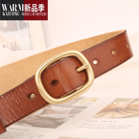 SHANCHAO时尚头层腰带女装饰配裙子风衣西装宽腰封女装饰束腰皮带黑色