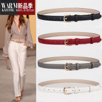 SHANCHAO时尚简约针扣细皮带女款韩版百搭装饰职业西裤腰带黑白红棕色