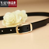 SHANCHAO皮带女头层黑色简约百搭韩国腰带细配裙牛仔裤带酷ins风