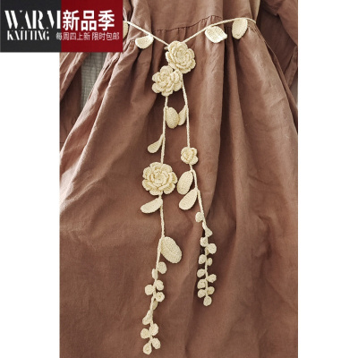 SHANCHAO手工日系米白黑色森女式气质淡雅百搭配饰裙装饰腰带项链绳子