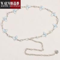 SHANCHAO金属腰链女士细腰带配裙子蝴蝶装饰连衣裙带简约时尚百搭链条腰封