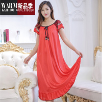SHANCHAO超大码加肥5XXXXXL号肥婆女士200斤以上睡裙夏季短袖睡衣冰丝裙子