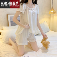 SHANCHAO少女公主睡衣睡裤套装女夏季冰丝薄款短袖可爱睡裙家居服套夏