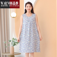 SHANCHAO棉绸睡裙无袖夏季薄款加肥大码宽松居家服可外穿连衣裙人造棉睡衣