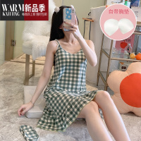 SHANCHAO日系带胸垫吊带睡裙少女士可爱夏季薄款睡衣家居服连衣裙夏天