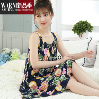 SHANCHAO吊带睡裙少女夏绸性感可爱人造棉韩版大码绵绸清新学生连衣裙