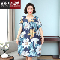 SHANCHAO绸睡裙舒适夏天透气加肥加大连衣裙短袖长裙可外穿