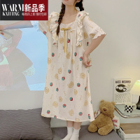 SHANCHAO睡衣女士夏季纱布甜美少女睡裙夏天款可外穿大码家居服连衣裙
