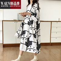 SHANCHAO短袖睡裙女夏印花卡通胖mm200斤宽松睡衣大码300斤女士家居服