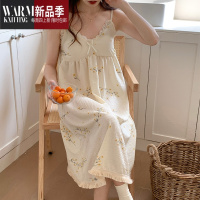 SHANCHAO夏季吊带睡裙女小清新甜美2023年新款田园风带胸垫睡衣家居服