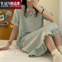 SHANCHAO夏天娃娃领短袖睡衣少女可爱睡裙夏季2023年新款家居服纯欲风裙子
