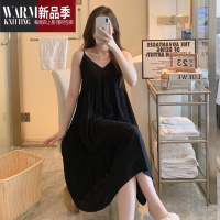 SHANCHAO睡衣女夏季吊带睡裙日系性感裙子棉绸薄款纯色2023年新款家居服夏