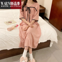 SHANCHAO花边睡裙女士夏季短袖睡衣甜美韩版大码胖200斤家居服中长款