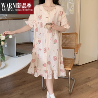 SHANCHAO夏季睡衣女款透气棉纱可爱卡通少女生睡裙甜美高级感家居服连衣裙