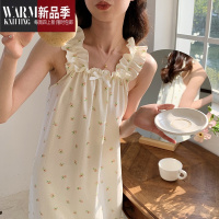 SHANCHAO印花新款可外穿泡泡棉吊带裙纯欲nis风甜美睡衣女生家居睡裙