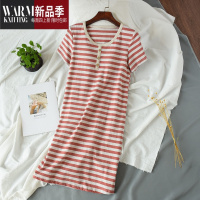 SHANCHAO带胸垫睡裙女夏季短袖免文胸罩杯一体无钢圈孕妇睡衣裙家居服