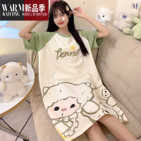 SHANCHAO新款睡裙女士夏季薄款短袖韩版卡通可爱大码胖mm网红学生睡衣绵