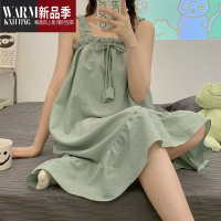 SHANCHAO韩版清新吊带睡裙女夏季无袖背带睡衣网红风甜美家居服天