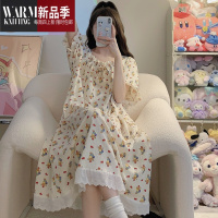 SHANCHAO韩国卡通小熊睡裙夏季大码睡衣女日系胖MM200斤长款短袖宽松长裙
