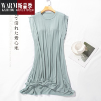 SHANCHAO莫代尔带胸垫睡裙女2023年新款夏季无袖薄款宽松大码睡衣家居服