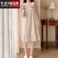 SHANCHAO碎花吊带睡裙女夏季棉纱甜美纯欲田园风睡衣连衣裙韩版少女家居服
